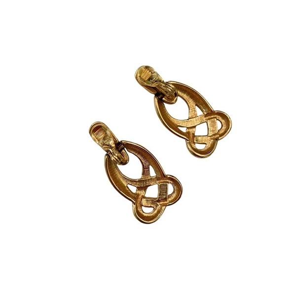 Vintage 1990’s Monet gold-tone clip on earrings twisted swirl design - Picture 3 of 6